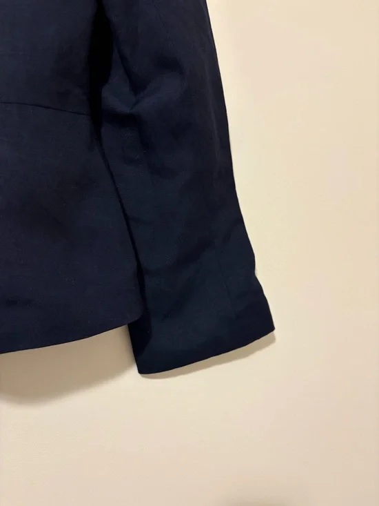 Calvin Klein Blaze Navy  blue Single-Breasted Notch Lapel  Linen Size 16 - Picture 8 of 13